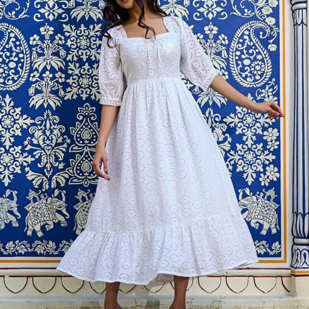 White Eyelet Maxi Dress